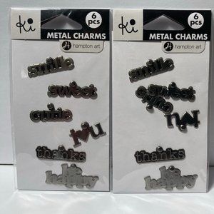 Metal Charms Paper Crafts Card Making Scrapbook Words Smile Thanks Sweet Happy